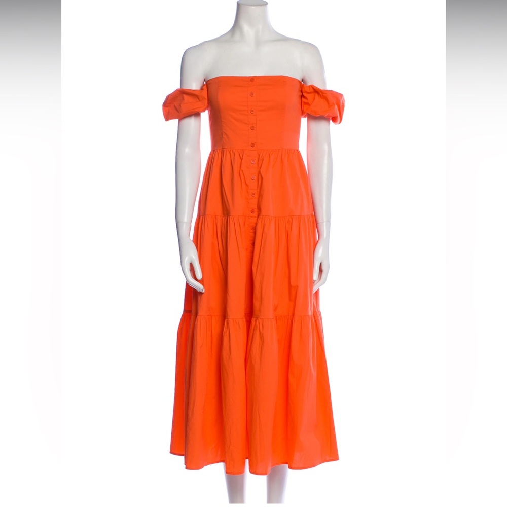 Staud orange off the shoulder dress